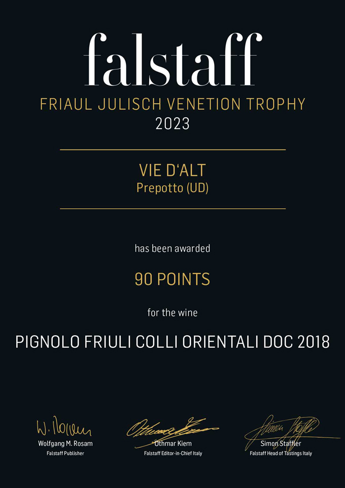 Vie D'Alt - Premio Falstaff - Pignolo 2018