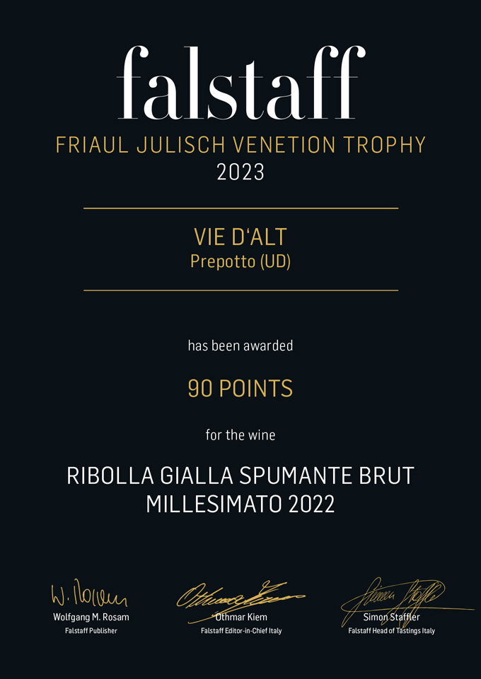 Vie D'Alt - Premio Falstaff - Ribolla Gialla Spumante 2022