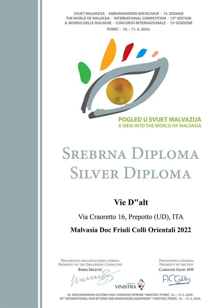 Vie D'Alt - Diploma Vinistra 2024 - Malvasia